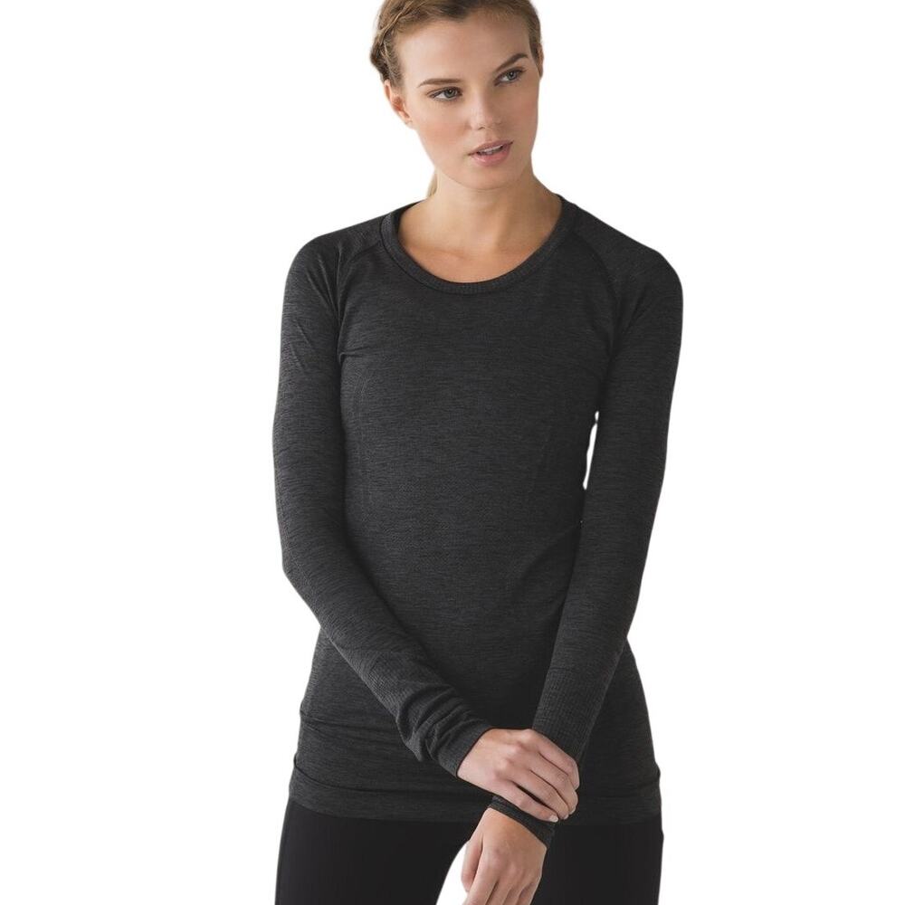 Lululemon Swiftly Tech Long Sleeve Crew 6 ORIGINAL Fit Heathered Dark Slate Grey